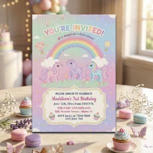 Invitación Ponis y Arcoíris Fiesta de Cumpleaños 3