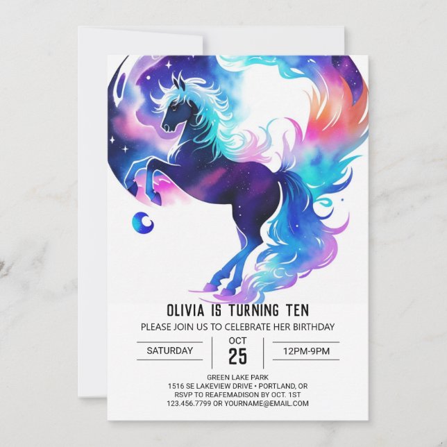 Invitación Pony Birday de los Coloridos Niños (Anverso)