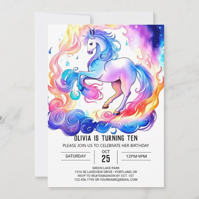 Invitación Pony Birthday de los Niños Modernos (Anverso)
