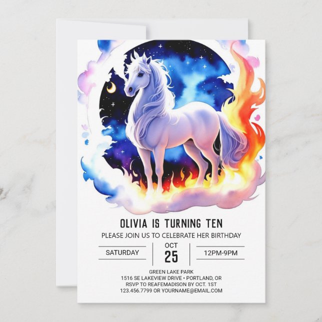 Invitación Pony Birthday de Pastel Children (Anverso)