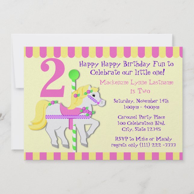 Invitación Pony Birthday Party (Anverso)