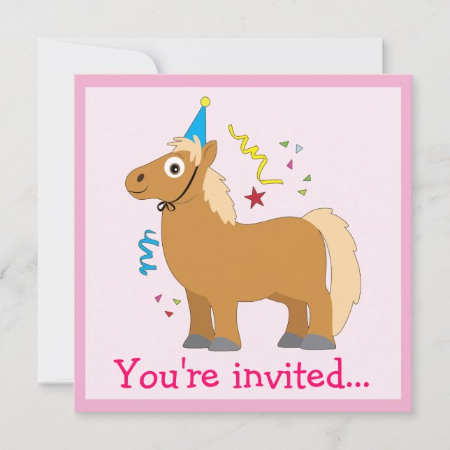 Invitación Pony Birthday Party (Anverso)
