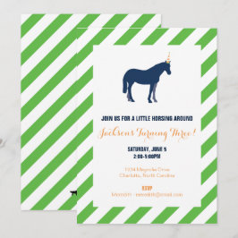 Invitación Pony Birthday Party Green