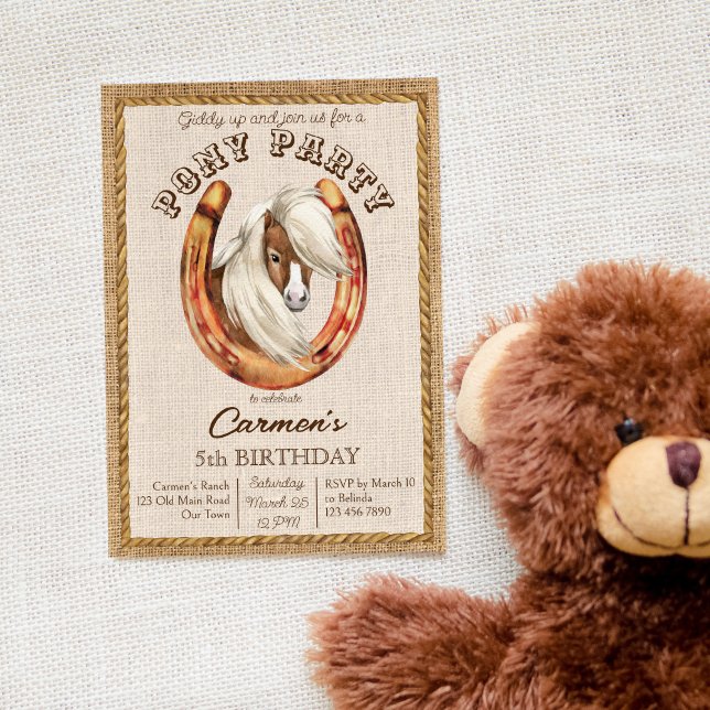 Invitación Pony cumpleaños gidup cowgirl cowboy fiesta invita (Subido por el creador)