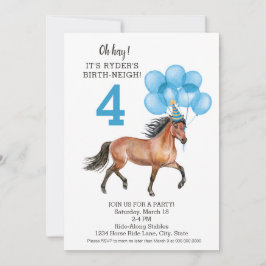 Invitación Pony Ride Blue Birday Party // Horse Birth-neigh