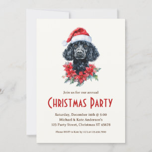 Invitación Poodle en un Fiesta de Navidades de perros negros 
