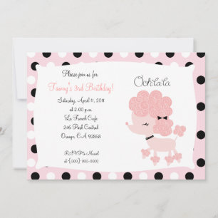 Invitación POODLE FRANCÉS PINCO Ooh la 5x7 cumpleaños