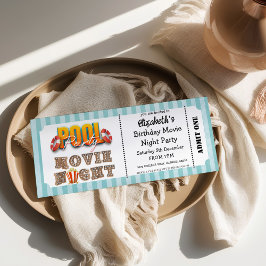 Invitación Pool Party and Movie Night Ticket Style 