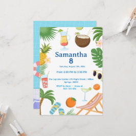 Invitación Pool Party Birthday Invitation - Summer Theme