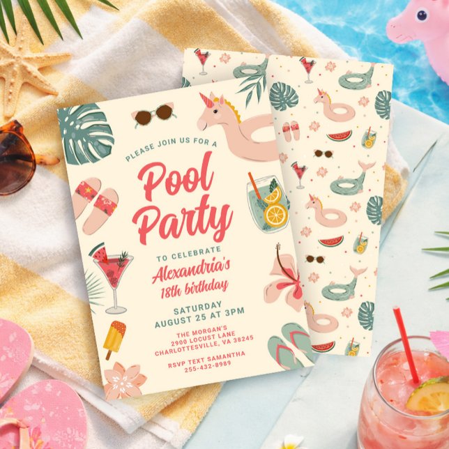 Invitación Pool Party Birthday Invitation Swim Party invite (Subido por el creador)
