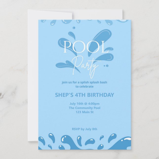 Invitación pool party invitation (Anverso)