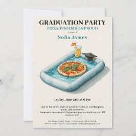 Invitación Pool Party Pizza Graduation Celebration Invitation