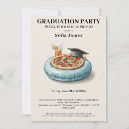 Invitación Pool Party Pizza Graduation Celebration Invitation