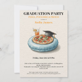 Invitación Pool Party Pizza Graduation Celebration Invitation