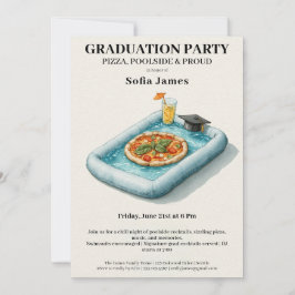 Invitación Pool Party Pizza Graduation Celebration Invitation