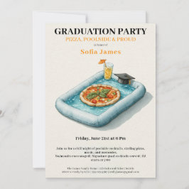 Invitación Pool Party Pizza Graduation Celebration Invitation
