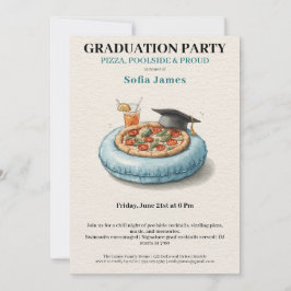 Invitación Pool Party Pizza Graduation Celebration Invitation