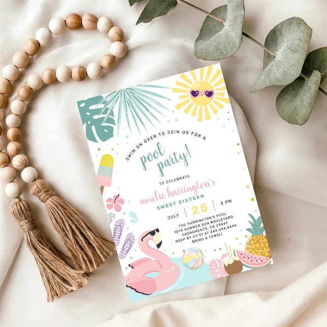 Invitación Pool Party Summer Birthday Invitation (Subido por el creador)