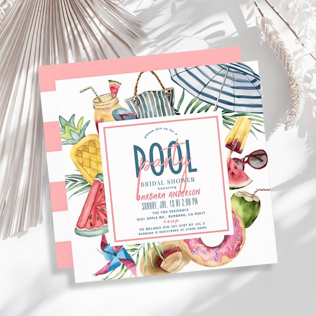 Invitación Pool Party Tropical Beach Gear Bridal Shower (Subido por el creador)