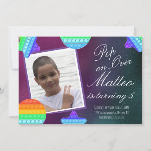 Invitación Pop Fidget Play Fiestas Boys Moon Stars Cumpleaños