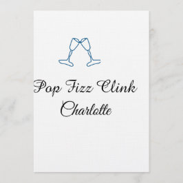 Invitación Pop fizz clink blue champagne bottle new year