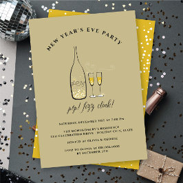 Invitación Pop Fizz Clink Champagne Saluda al Fiesta de Noche