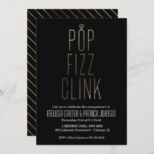 Invitación Pop Fizz Clink Engagement Party en Faux Relieve me
