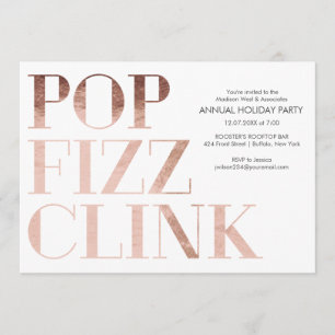 Invitación Pop Fizz Clink Faux Relieve metalizado Fiesta de n