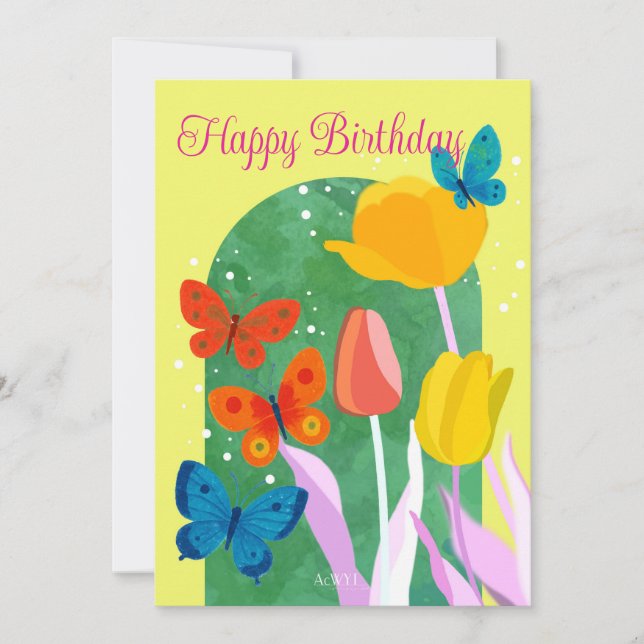 Invitación POP flower card -tulip-  (Anverso)