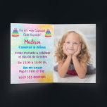 Invitación Pop It Niña<br><div class="desc">Invitación de fiesta de cumpleaños Editable Pop It,  Pastel Rainbow Pop It Fidget Toy Party,  Girl Kids Birthday,  Gold,  Photo invite</div>