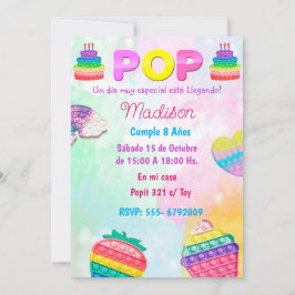 Invitación Pop It Niña