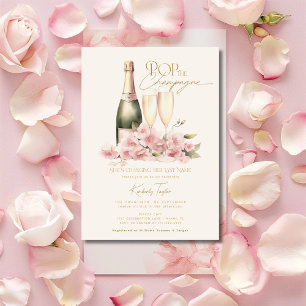 Invitación Pop La Ducha De Novias De Rubor Floral De Champagn