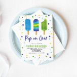 Invitación Pop On Over Summer Birthday Invitation<br><div class="desc">watercolor blue and green ice Pop on Over summer birthday party invite.</div>