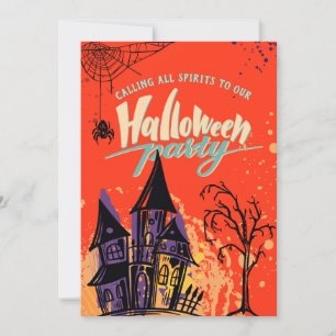 Invitación Pop Retro Colorous Abstract Halloween Party