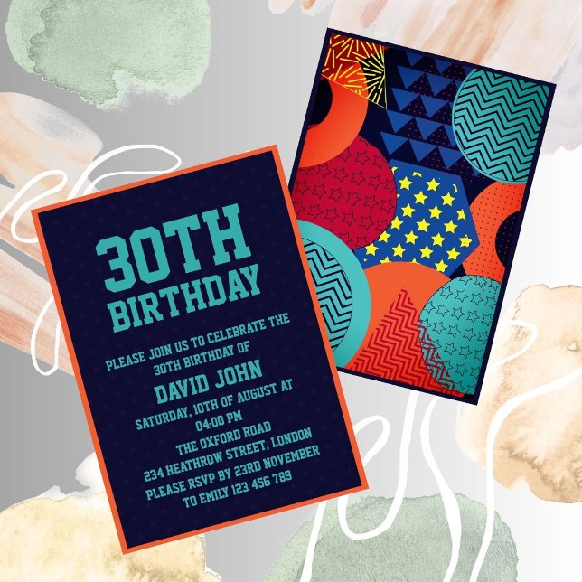 Invitación Pop retro vibrante de los 80 años 30 cumpleaños (Subido por el creador)