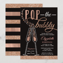 Invitación Pop The Bubbly Bridal Shower, Faux Gold