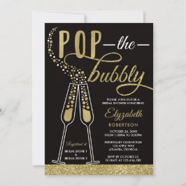 Invitación Pop The Bubbly Bridal Shower, Faux Gold