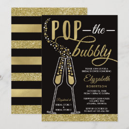 Invitación Pop The Bubbly Bridal Shower, Faux Gold