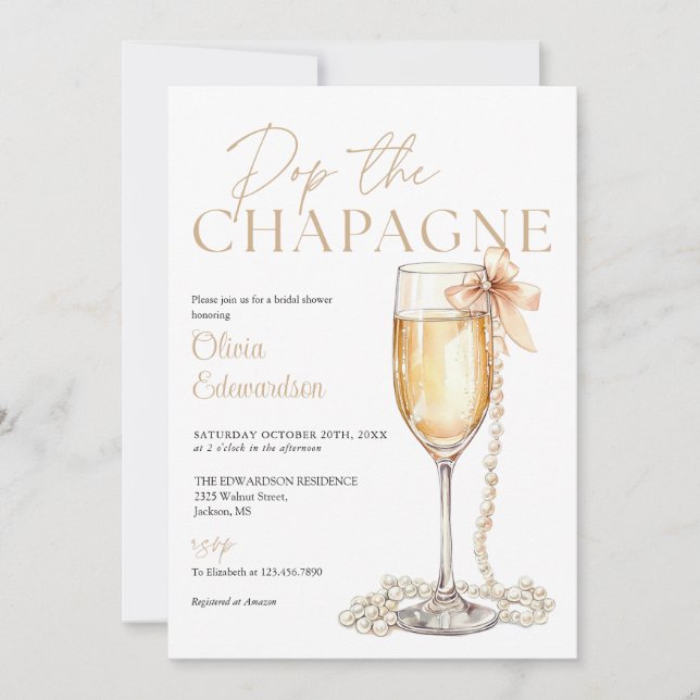 Invitación Pop The Champagne Photo QR Code Bridal Shower (Anverso)