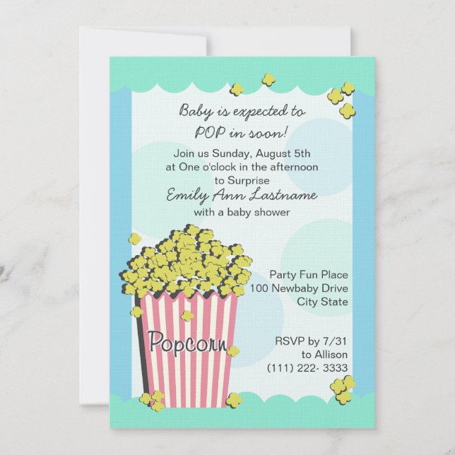 Invitación Popcorn Baby Shower (Anverso)