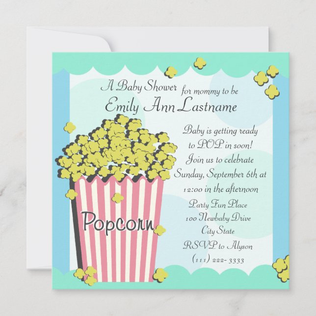 Invitación Popcorn Baby Shower (Anverso)