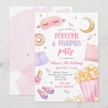 Popcorn Pajamas Sleepover Fiesta de madera Cumplea