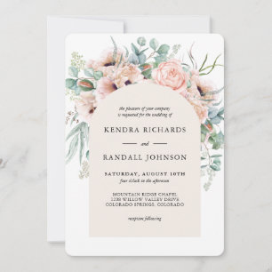 Invitación Poppies beige de boho de Rubor y Boda de vegetació