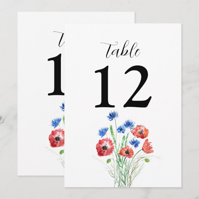 Invitación Poppies Cornflowers Boda Rústica Floral (Anverso / Reverso)