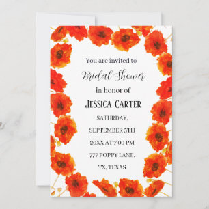 Invitación Poppies Floral acuarela Boho Bridal Shower