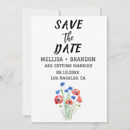 Invitación Poppies Rojos Cornflowers Boda Rústica Floral