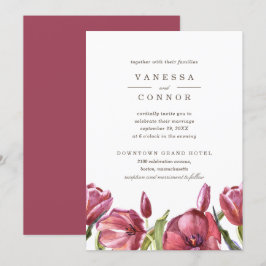 Invitación Poppies Rojos Elegante Boda Boho Floral