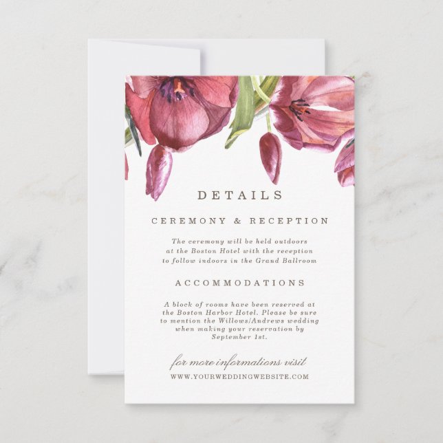 Invitación Poppies Rojos Elegantes detalles formales del Boda (Anverso)
