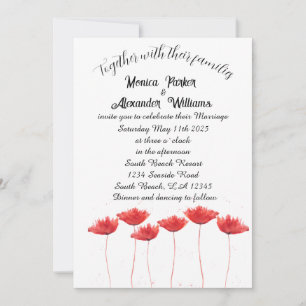 Invitación Poppies Rojos Poppy Elegante Boda Rústico Floral I