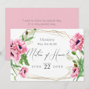 Invitación Poppies rosados serás mi atrón de honor